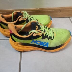 Hoka Lime Green and Orange Running Shoes